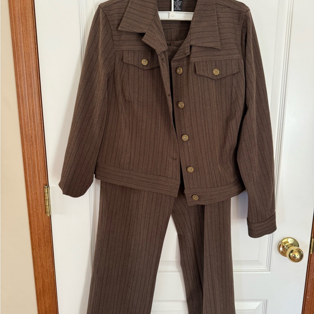 Rafaella women’s  Chocolate Brown striped 
Blazer Set